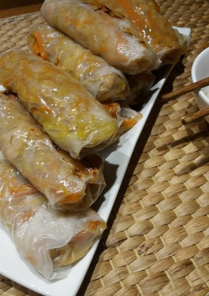 Una foto de Rollitos de primavera con papel de arroz