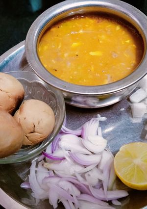 A picture of Dal bati churma.
