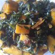 Unripe plantain porridge and Vegetable