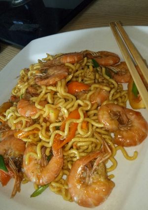 Foto resep Mie tek tek goreng udang