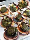 Vieiras con vinagreta al horno