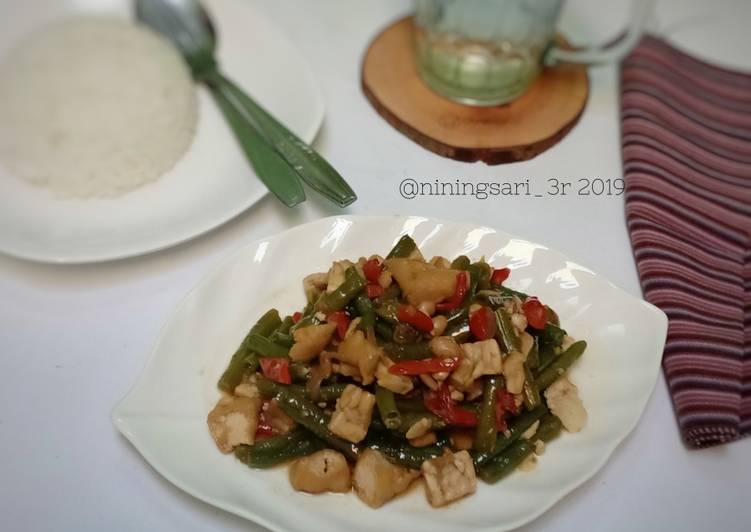 Resep Tumis kacang panjang, tauco, tahu, tempe yang simpel