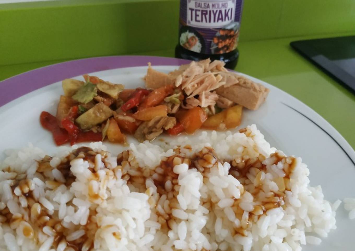 Arroz mix con salsa Teriyaki