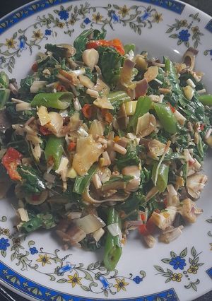 Foto resep Tumis Jantung Pisang Daun Singkong Buncis