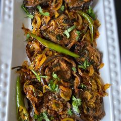 A picture of Fried aubergine#mycookbook.