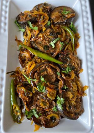A picture of Fried aubergine#mycookbook.