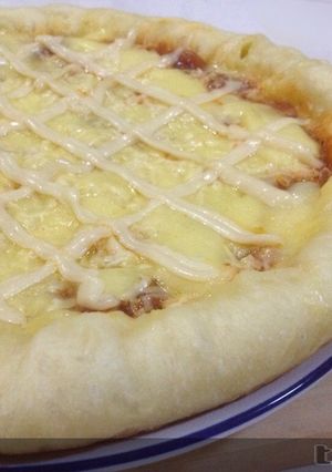 Foto resep Pizza Teflon Simple-cheese stuffed crust pizza