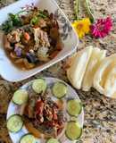 Canh soup đuôi heo, cá kho cà