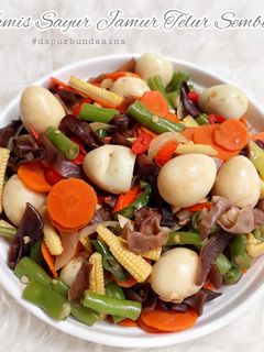 Foto resep Tumis sayur jamur telur puyuh(buncis wortel)