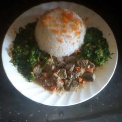 A picture of Rice with liver.