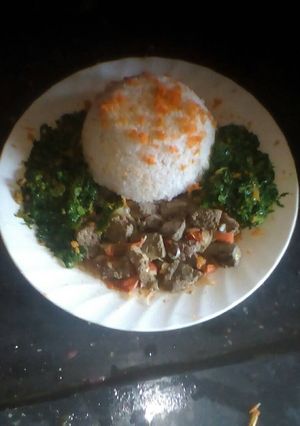 A picture of Rice with liver.
