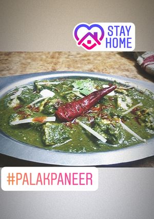 A picture of Palak paneer.