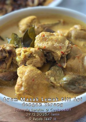 Gambar Ayam Masak Lemak Lengkuas Cili Padi dengan Terung