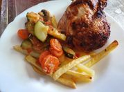 Una foto de carne con patatas airfryer