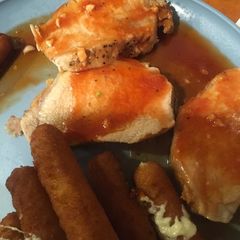 A picture of Tomato honey glazed veal roast.