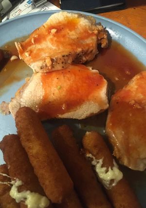 A picture of Tomato honey glazed veal roast.