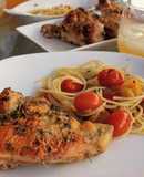Easy Italian Dressing Roast Chicken & Fresh Tomato Sauce