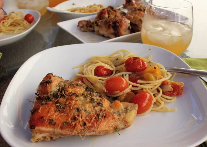 Easy Italian Dressing Roast Chicken & Fresh Tomato Sauce