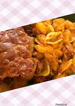 عکسی از دستور ماکارونی فرمی گوش ماهی🫑🧅🍝