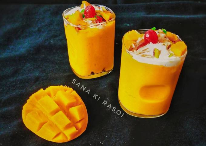 Mango smoothie with Vanilla Ice cream Recipe by Sana Jinabade - Cookpad