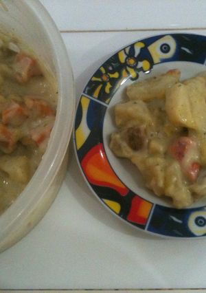 Una foto de Zanahoria, papas y calabaza en crema de albahaca