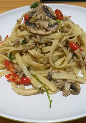 Foto resep Garlic butter mushroom aglio olio