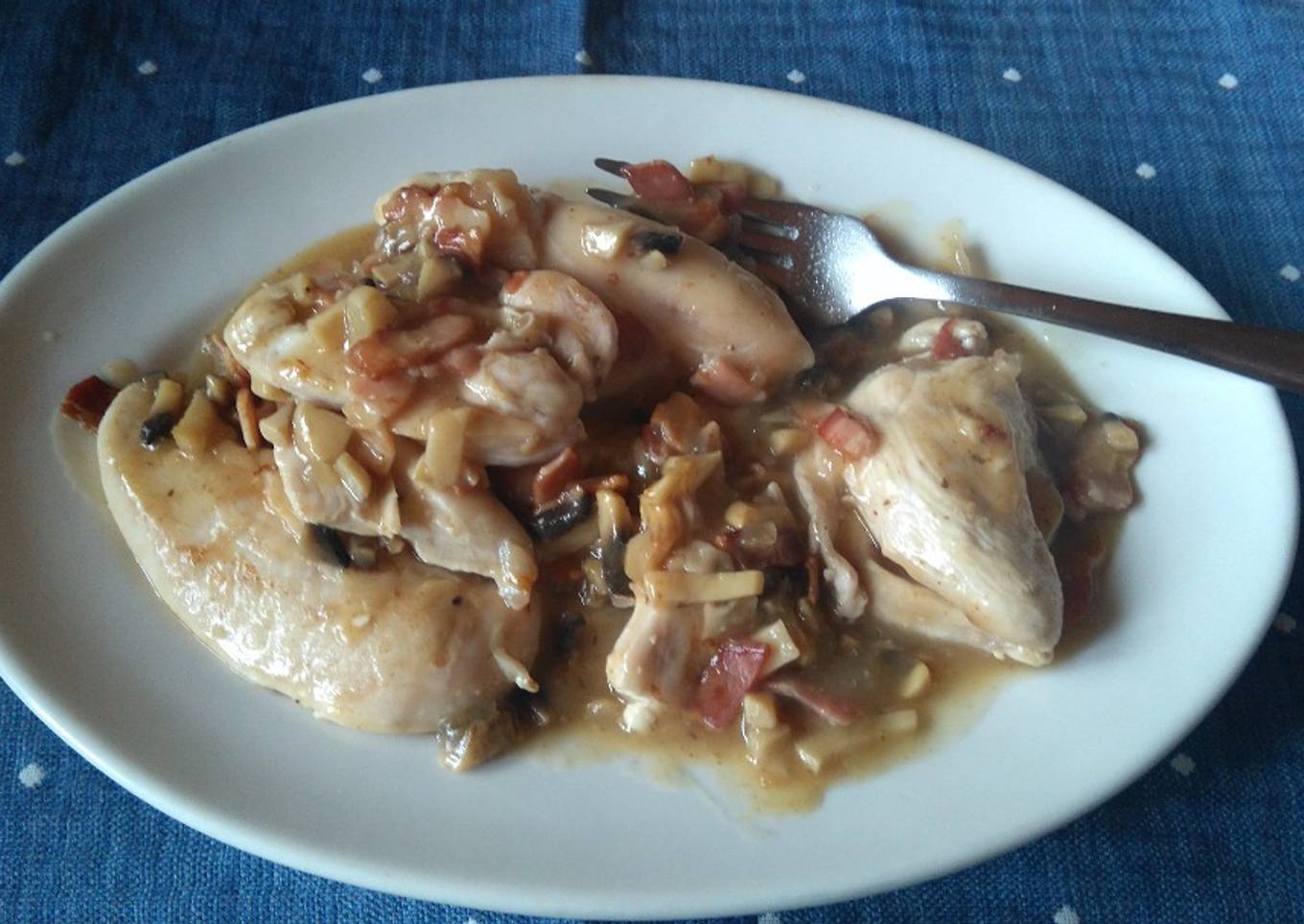 Solomillos de pollo con salsa champiñones al cava