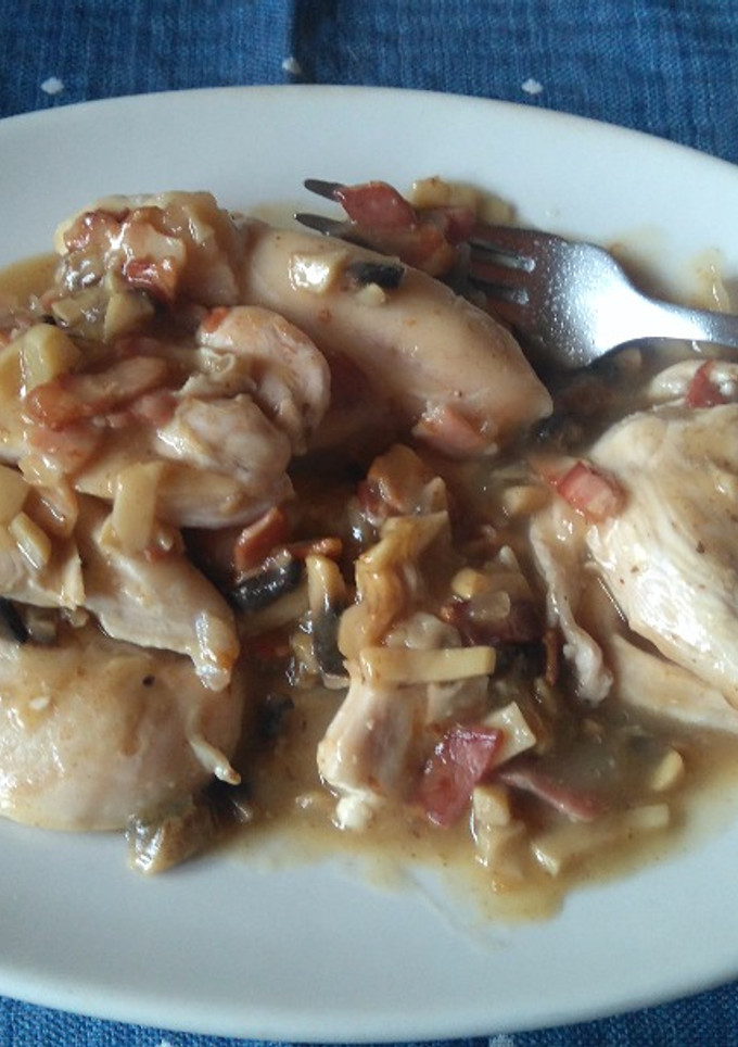 Una foto de Solomillos de pollo con salsa champiñones al cava