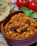 Vöröslencsés chilis bab (vegán)