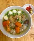 Bánh canh or Chicken Noodle Soup with Meatballs
