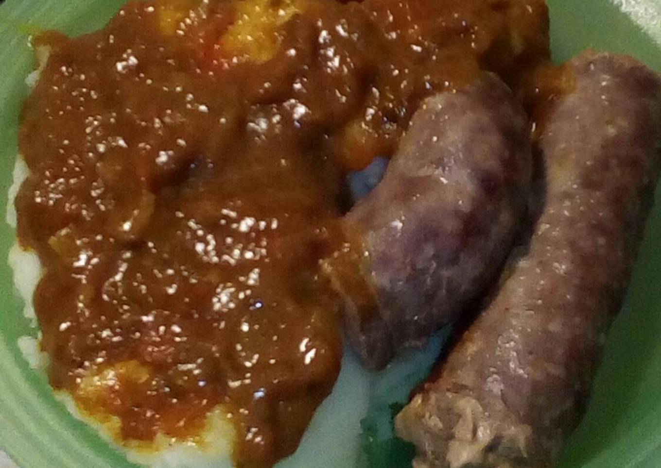 Pap, gravy and boerewors