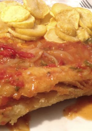 Foto de Bacalhau com Cebolada e Pimentos