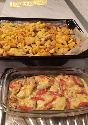 Mozzarellás csirke petrezselymes burgonyával recept fotója