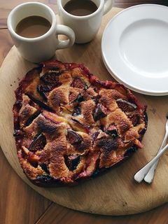 A picture of Plum, fig and almond cake.