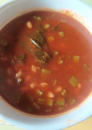 Una foto de Alubias con nopalitos