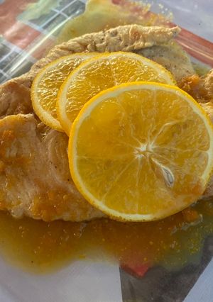 Una foto de Pechuga de pollo a la naranja