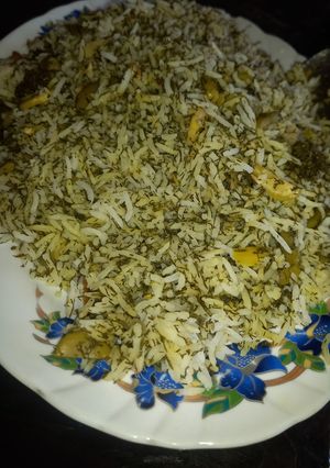 عکسی از دستور باقالی پلو با مرغ سوخاری