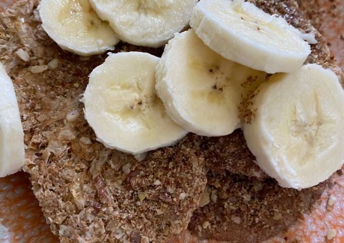 Healthy banana, honey and flaxseed cereal breakfast cereal