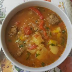 A picture of Spicy meatball stew.