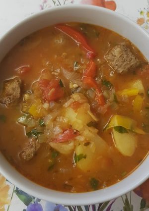 A picture of Spicy meatball stew.