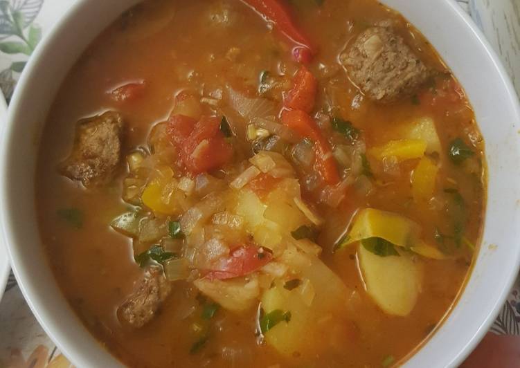 Steps to Prepare Perfect Thai and Mexican fusion Albondigas. (Meatball & vegetable stew)