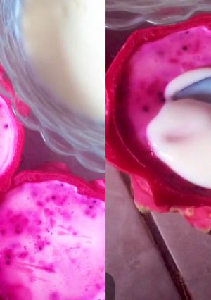 Foto resep Puding susu buah naga