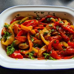 Dad's Mediterranean roast pepper salad A picture of Dad's Mediterranean roast pepper salad.