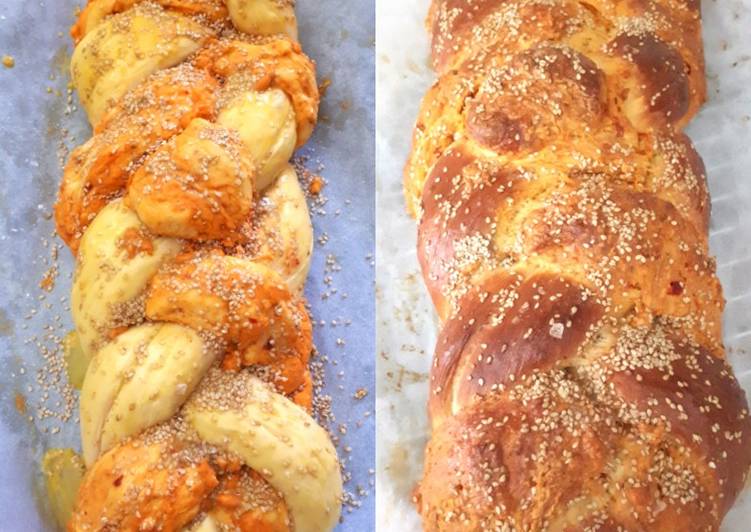 Recetta di Veloce Treccia di brioche salata alla Nduja e mascarpone