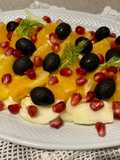 Insalata finocchi arancia olive nere e melagrana
