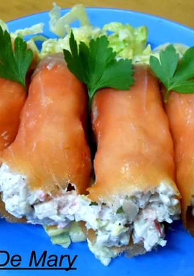 Una foto de Rollitos de salmón