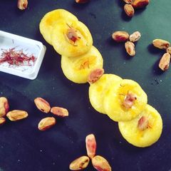 A picture of Milk Kesar peda.