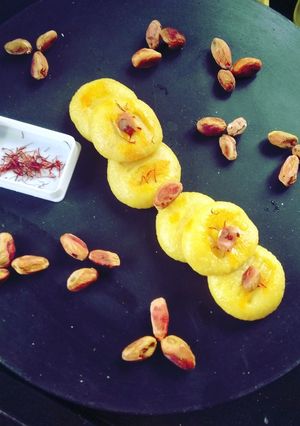 A picture of Milk Kesar peda.