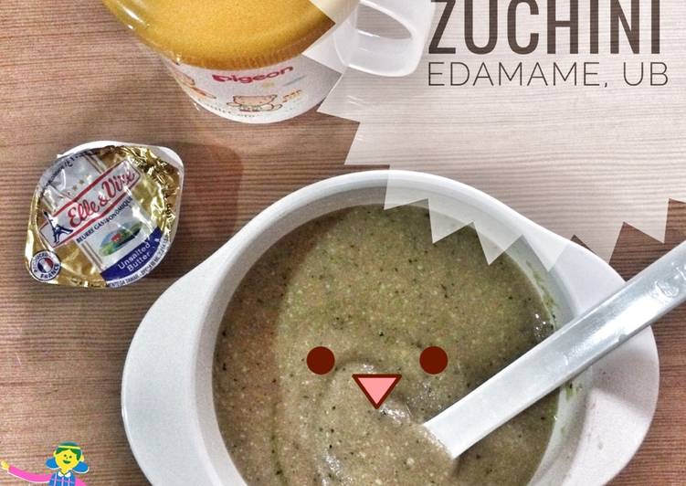 Mpasi 4* beras merah, kaldu, edamame, zuchini, ub