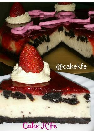 Una foto de Cheesecake Oreo con Sirop de Fresas